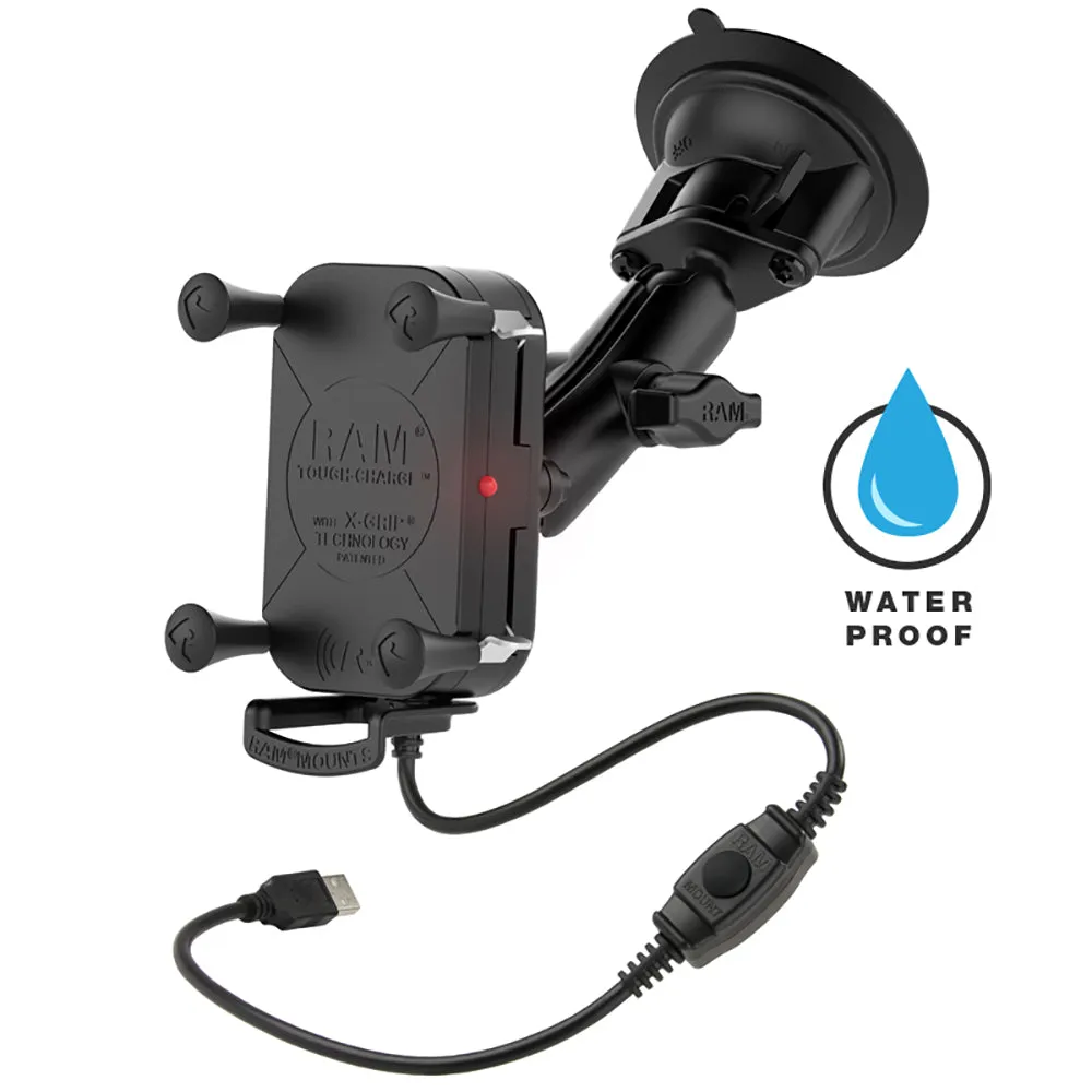 RAM Mount Tough-Charge Waterproof Wireless Charging Suction Cup Mount [RAM-B-166-UN12W]