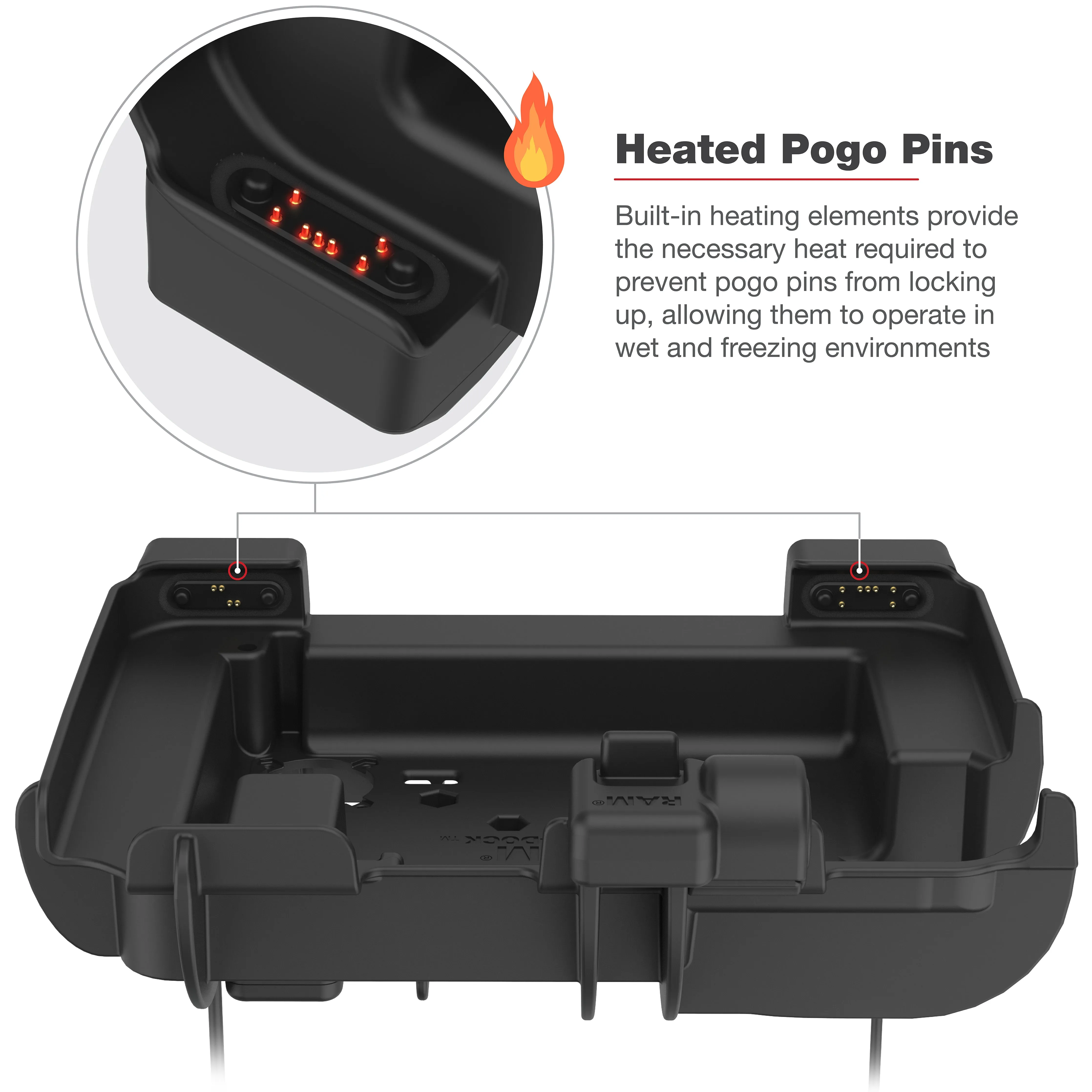 RAM® Power   Dual USB Locking Dock for Zebra ET6x - Heated Pins