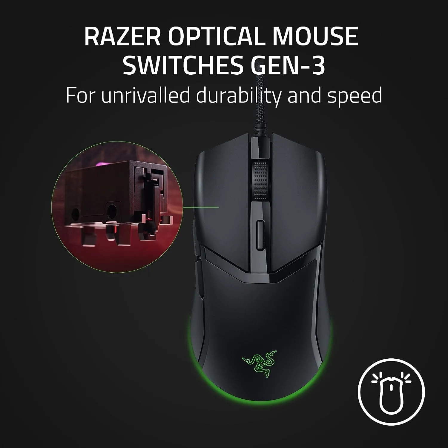 Razer Cobra Lightweight Wired Gaming Mouse, 57g, Chroma RGB Lighting, Optical Mouse Switches Gen-3, Precise Sensor Adjustments - Black