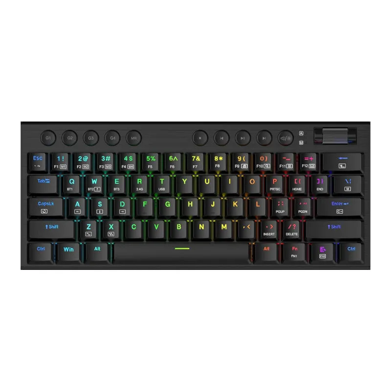 Redragon Noctis Pro 61Key Wireless Bluetooth Red Switch Rgb Low Profile Gaming Mechanical Keyboard - Black