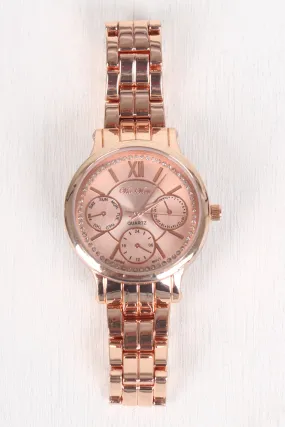 Rhinestone Accent Chronograph Watch