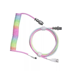 Royal Kludge Coiled Aviator Cable - Easy Detach Connector (Rainbow)