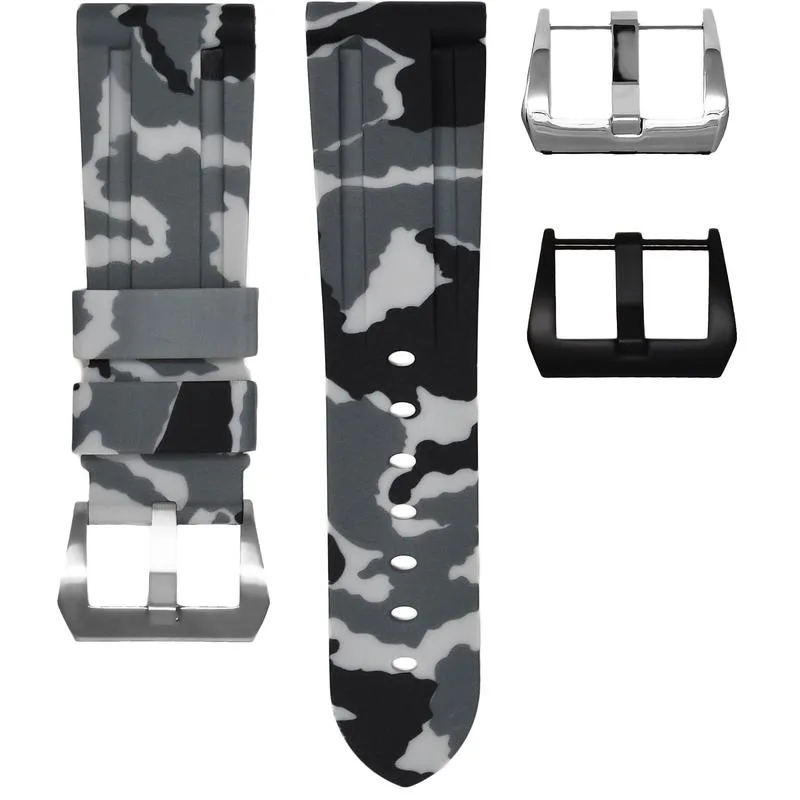 RUBBER STRAP FOR BREITLING CHRONOLINER - SNOW CAMO