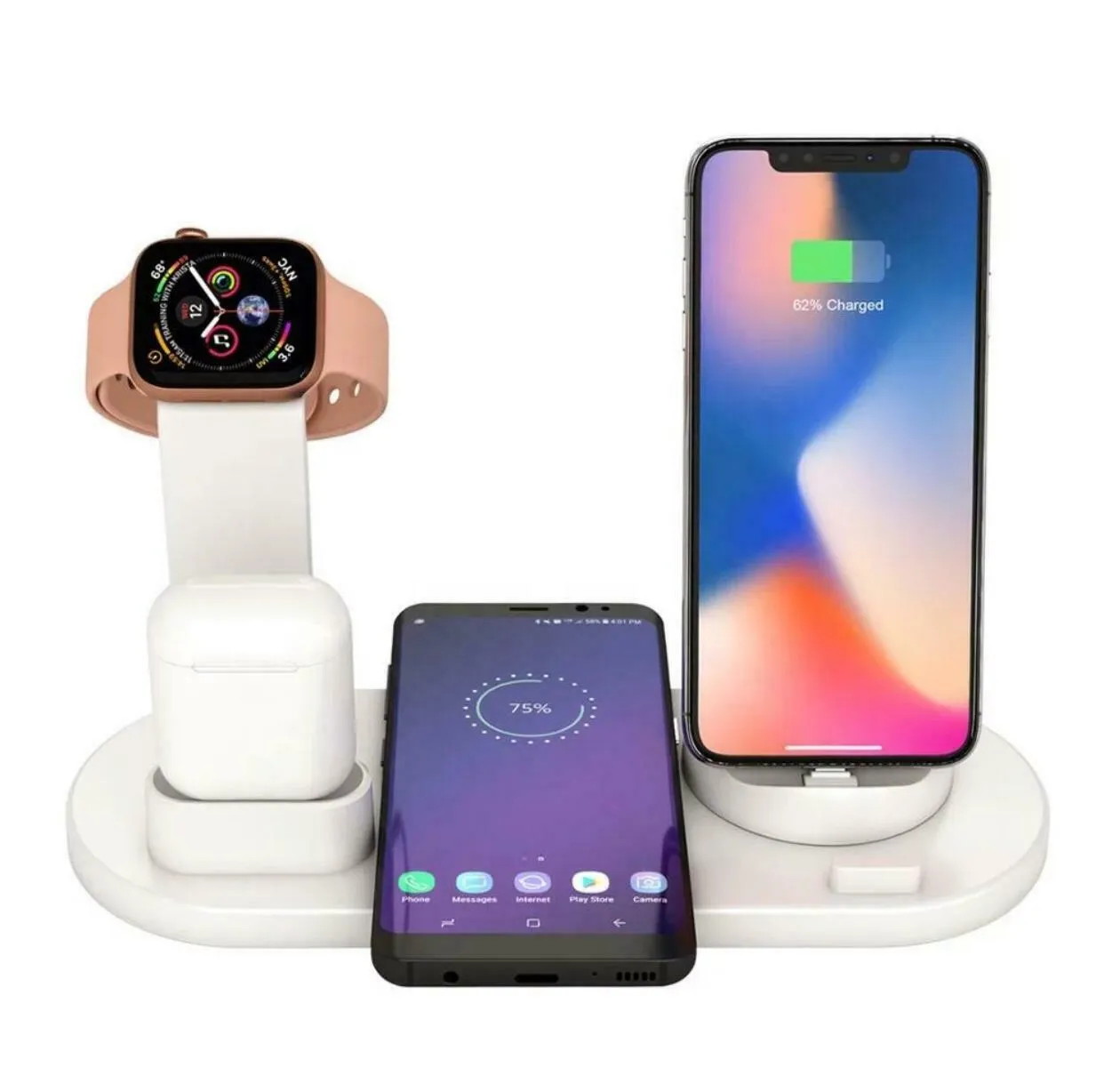 SMAXPro™ QI 4-in-1 FAST Wireless Charging Station: iWatch/Samsung/iPhone/Airpods Dock Stand