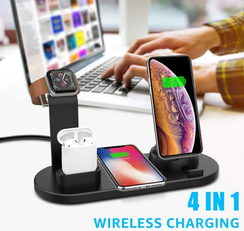 SMAXPro™ QI 4-in-1 FAST Wireless Charging Station: iWatch/Samsung/iPhone/Airpods Dock Stand