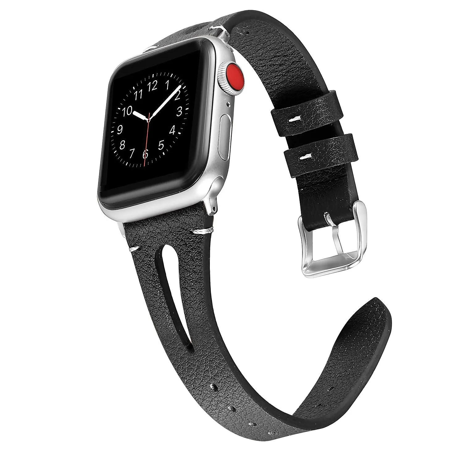 Soft Slim Leather Black Band For Apple Watch