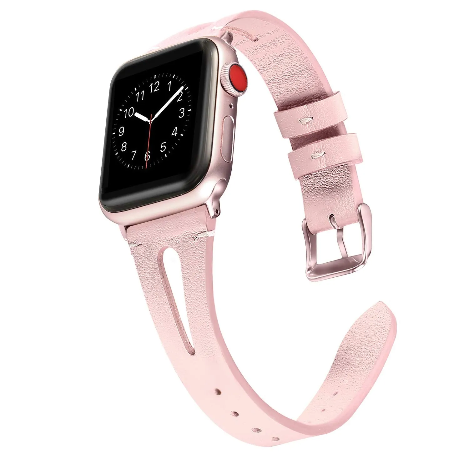 Soft Slim Leather Pink Band For Apple Watch