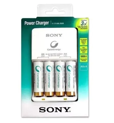 Sony Charger BCG-34HH4KN with Four AA 1.2V Cycle Energy NiMH Batteries