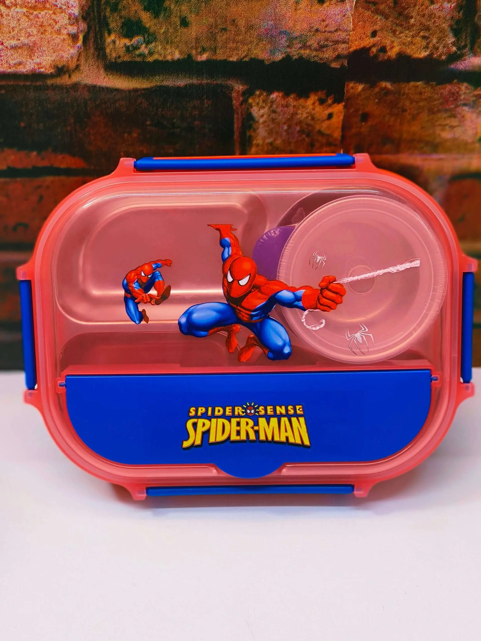 Spiderman 4 Sections Bento Lunchbox with Steel Container