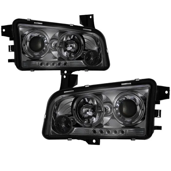 Spyder Projector Headlights Dodge Charger (2006-2010) Halogen Model - with CCFL Halo / LED Halo / Light Bar LED