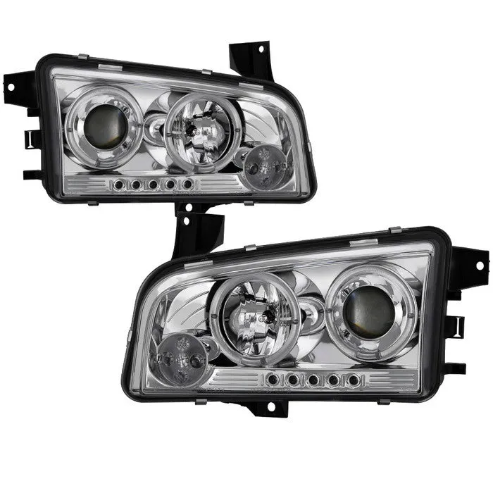 Spyder Projector Headlights Dodge Charger (2006-2010) Halogen Model - with CCFL Halo / LED Halo / Light Bar LED