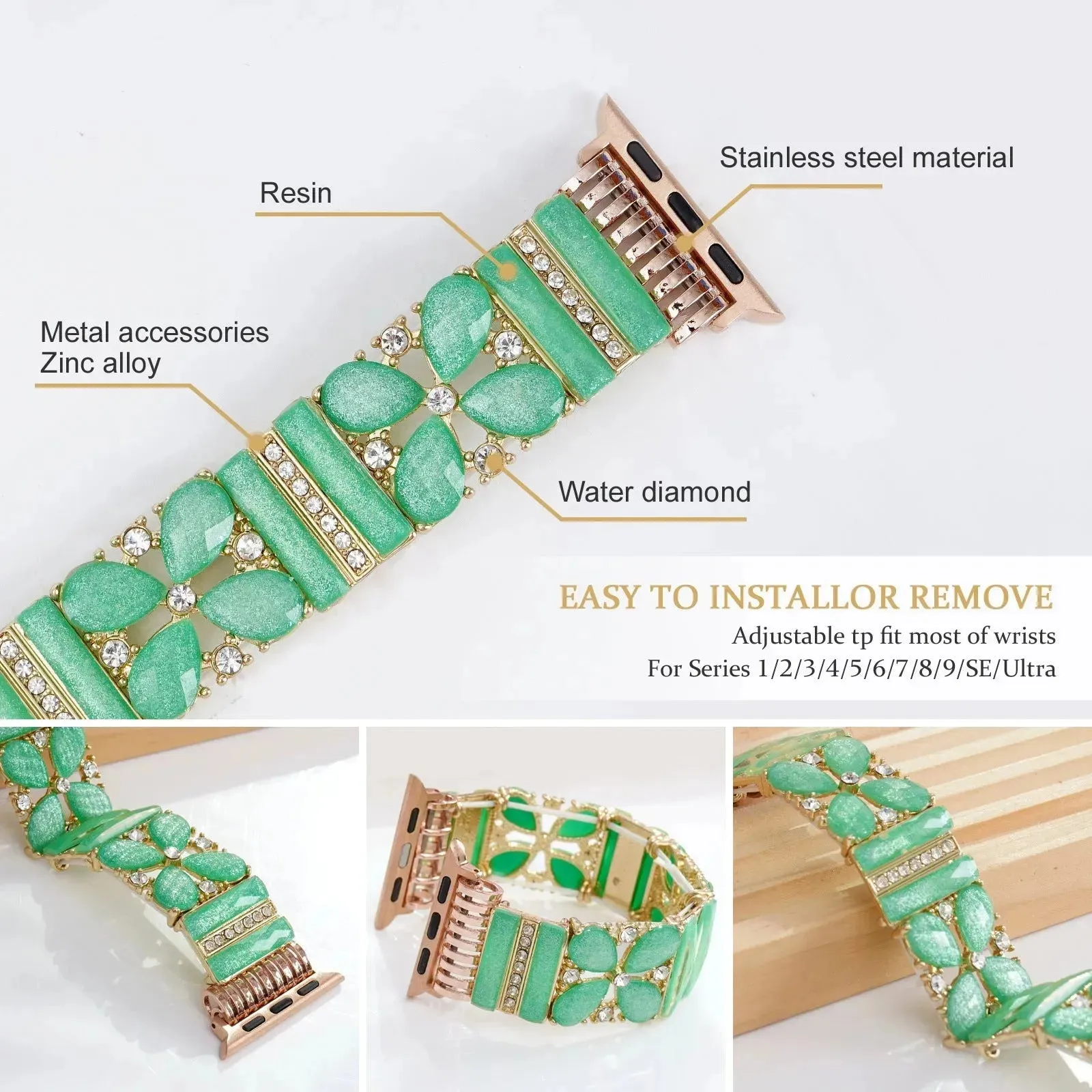 Strap Green Jewelry Watch Band Bracelet women