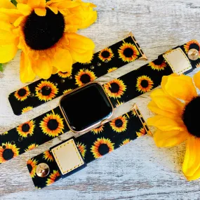 Sunflower Canvas Leather Lined Band For Apple Watch