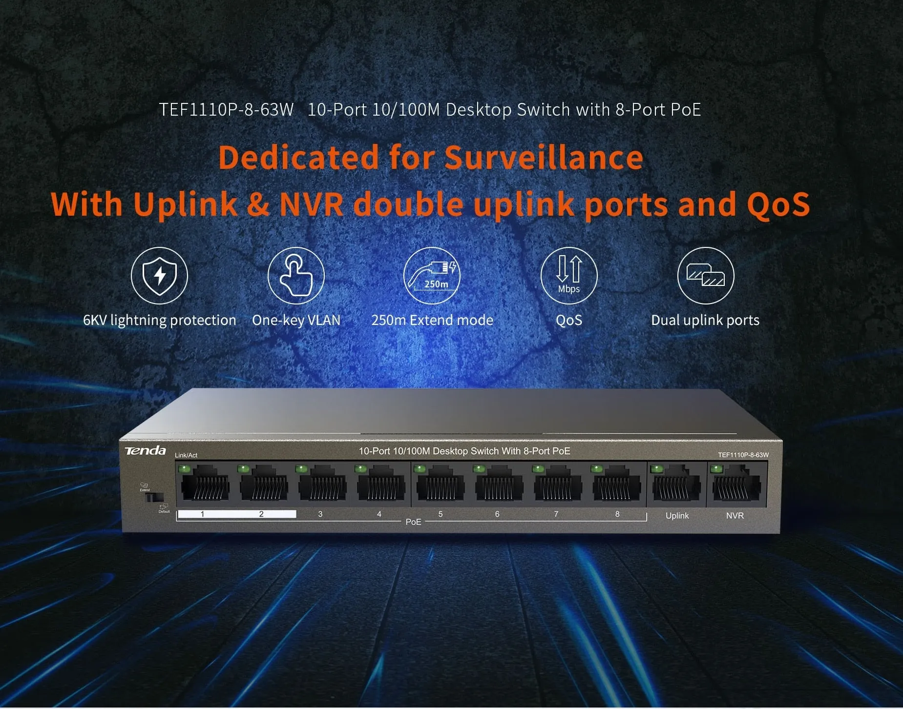 Tenda PoE Switch Gigabit Ethernet Switch 5/6/9/10ports 100Mbps/1000Mbps Network POE Switch For IP Camera/Wireless AP/CCTV Camera