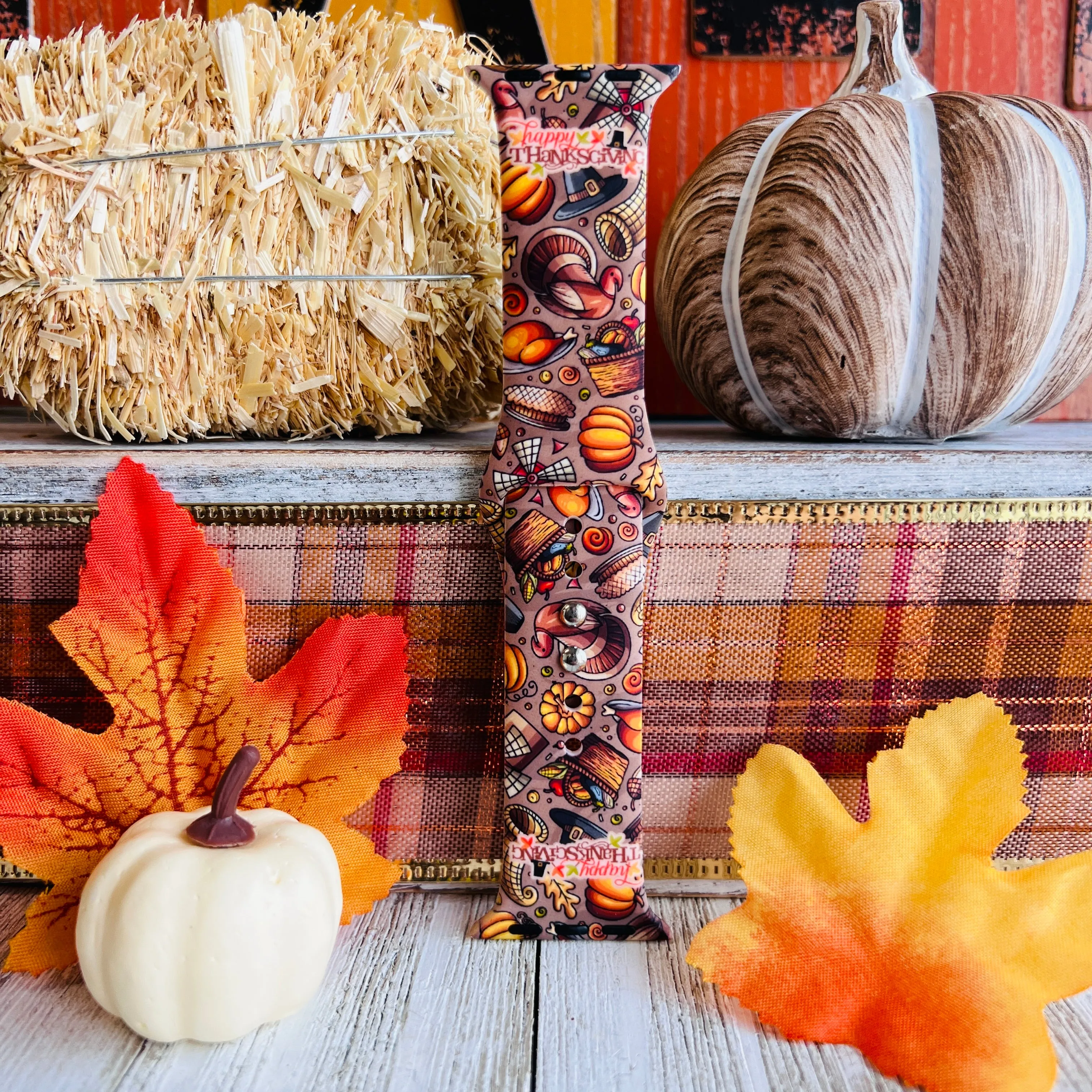 Thanksgiving Harvest Print Silicone Band For Apple Watch