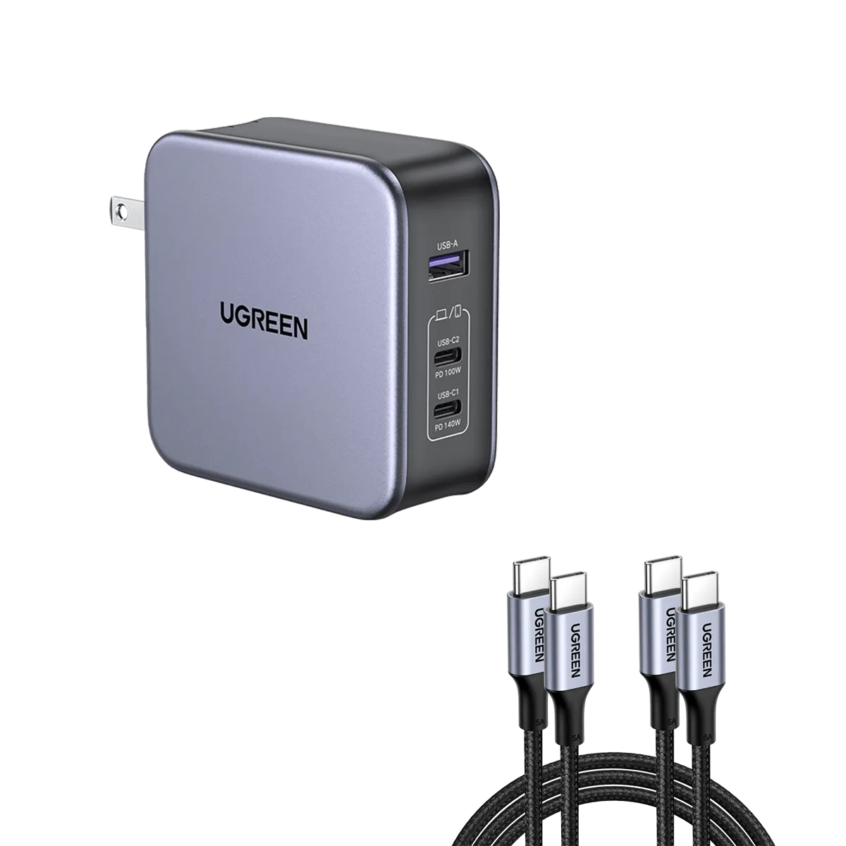 UGREEN Nexode 140W USB C GaN Charger-3 Ports Wall Charger Bundle