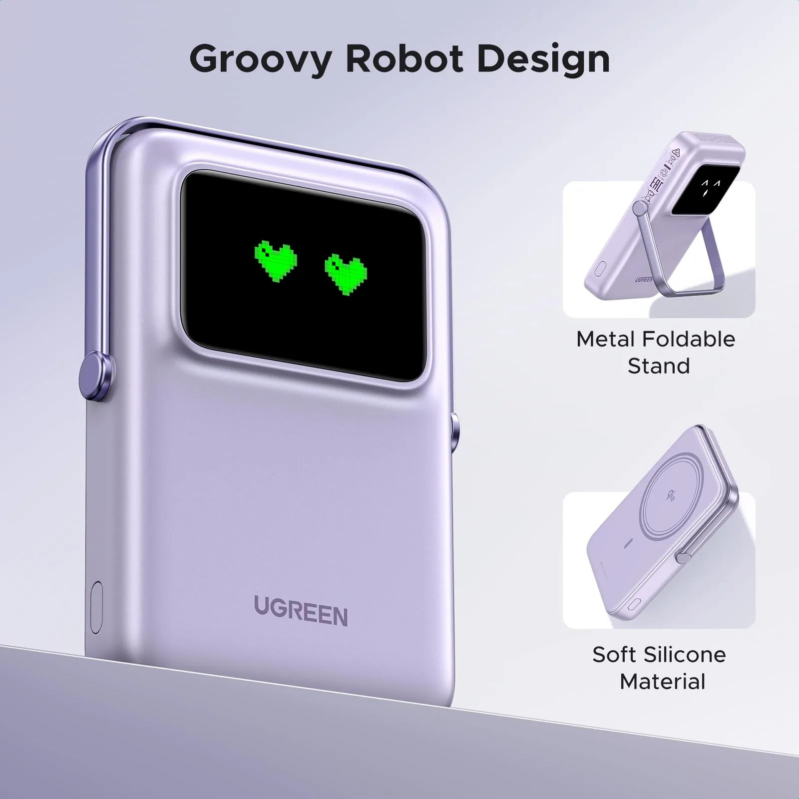 UGREEN Uno Magnetic Wireless Power Bank 10000mAh 15W (Purple)