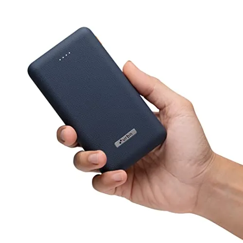 URBN 20000 mAh Li-Polymer Ultra Compact Power Bank | 12W Fast Charge | Dual USB Output | Type C & Micro Input Only | Pocket Size | Made in India (Blue)