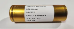 Vapcell INR26800 26800 6200mAh 25A Rechargeable Li-Ion Battery *** HAS TO BE PURCHASED WITH FLASHLIGHT   FEDEX ***