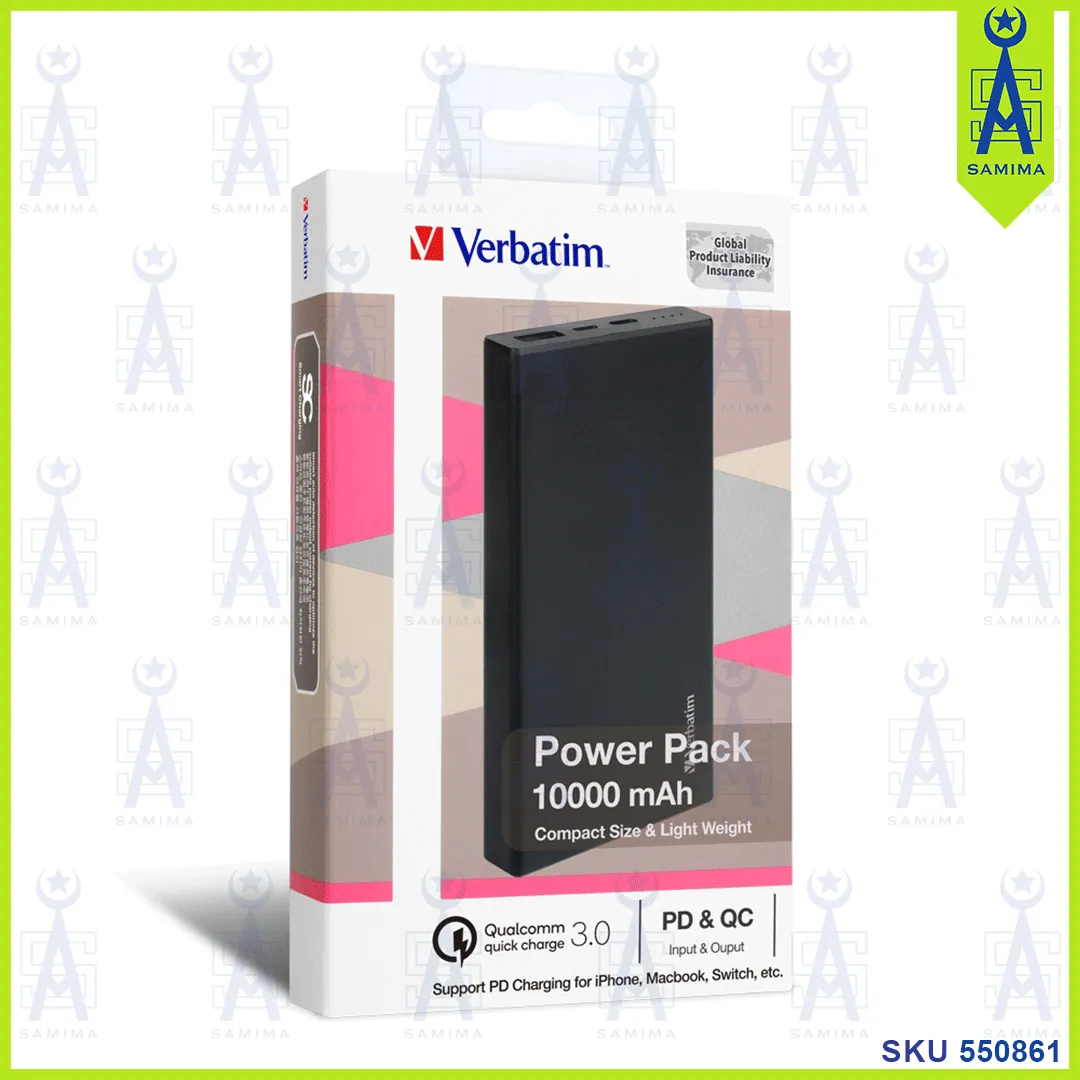 VERBATIM POWER BANK 10000 MAH PD QC 3.0 18W 65836