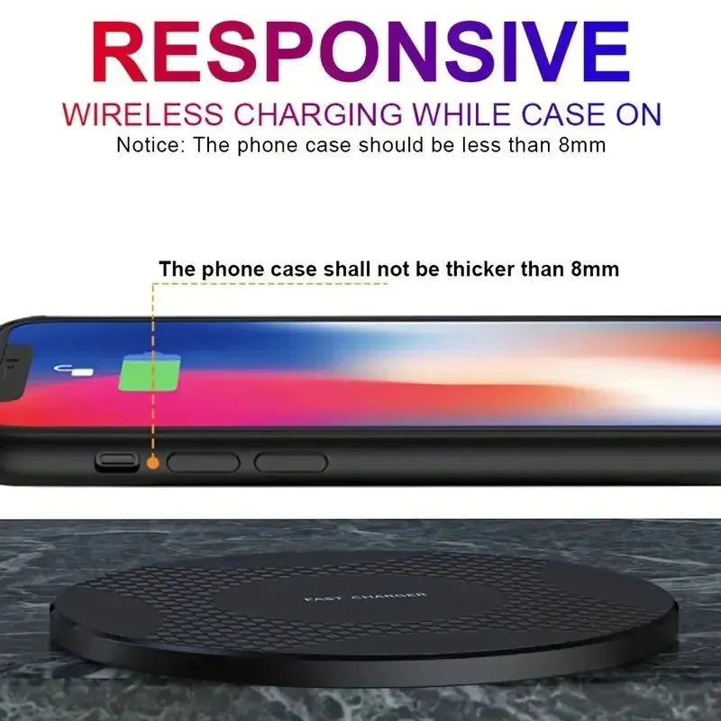 VIKEFON Wireless Charger Pad Stand Desktop Ultra-thin Mobile Phone Fast Charging Dock Station For iPhone 14 13 12 Samsung Xiaomi