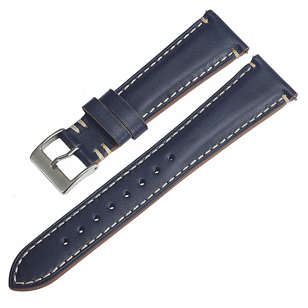 Vintage Double Stitched Calf Leather Strap 20 / 22 / 24 mm