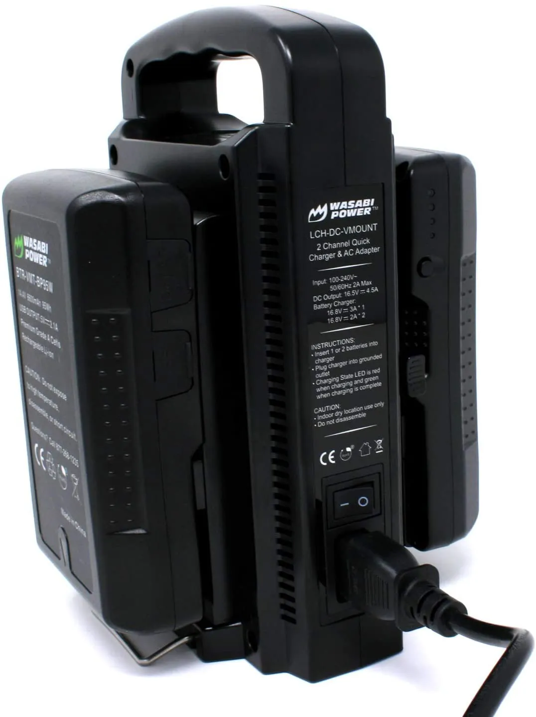 Wasabi Power V-Mount Dual Charger with DC 16.8V Power Supply Output Compatible with Any V-Mount Brick