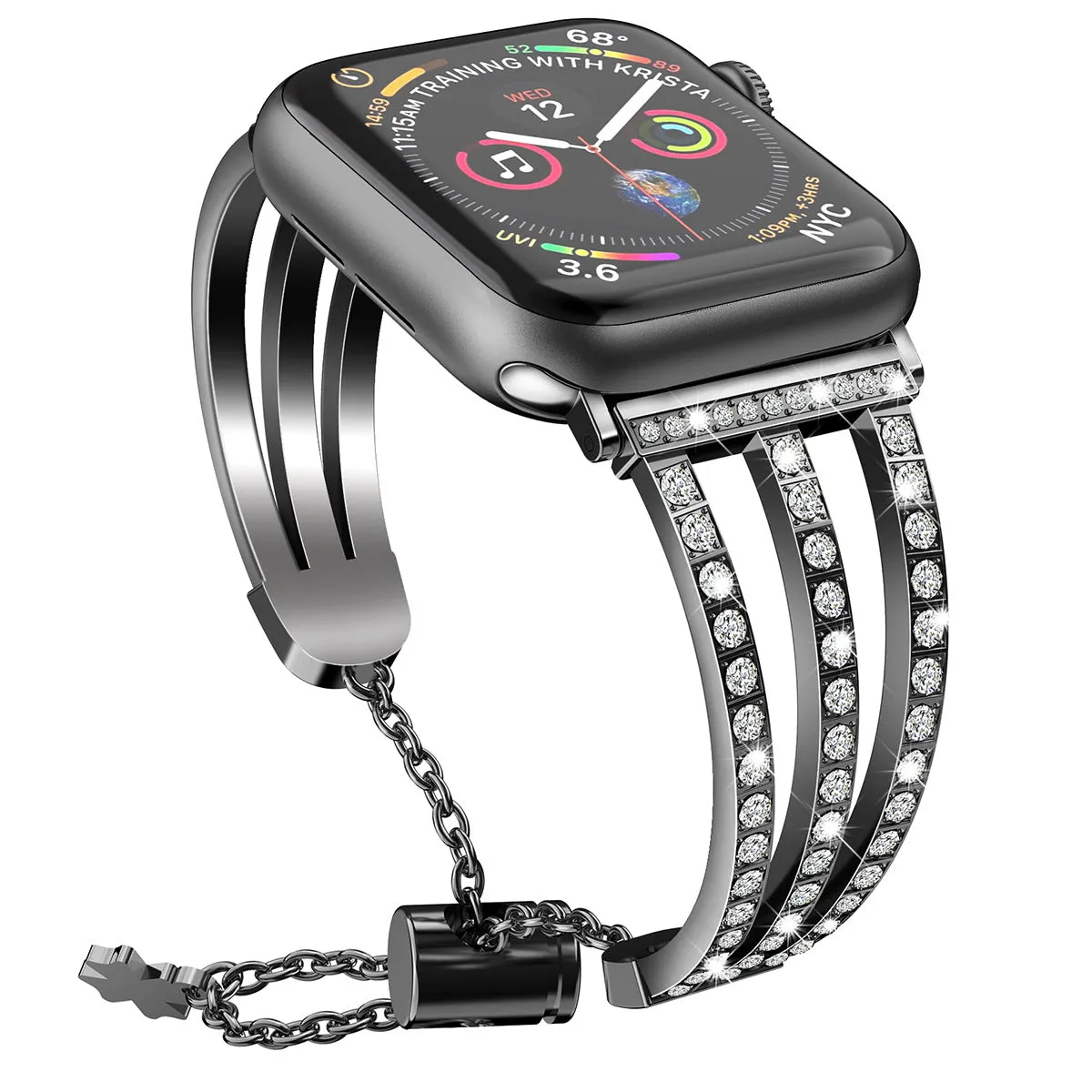 With diamond-encrusted stainless steel strap for iwatch W24XAW8302