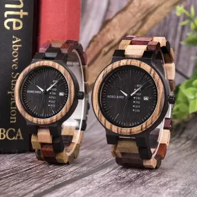 Wooden Watch with Colorful Band