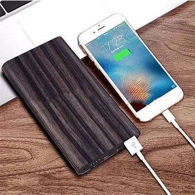 Woodgrain Qi Wireless power bank charger