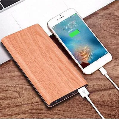 Woodgrain Qi Wireless power bank charger