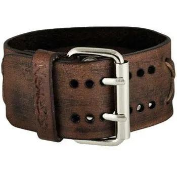 X Distressed Brown Leather Ladies Cuff